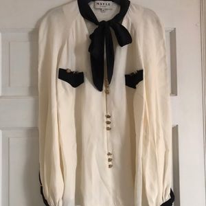 Maison Mayle Silk Tie Neck Blouse Size 10